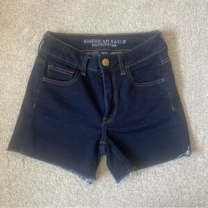 American Eagle Dark Wash Denim High Rise Shortie Shorts
